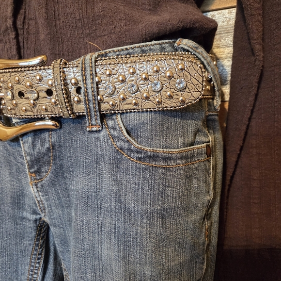 Guess Gray Rhinestone Embellished Belt - Picture 5 of 14